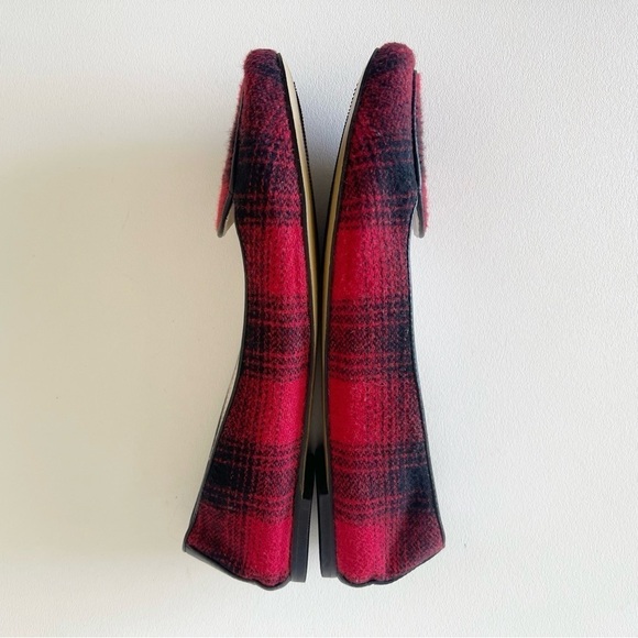 J Jill Flats Buffalo Plaid Loafer Chic Preppy Casual Holiday Red Black 8 - Picture 7 of 12